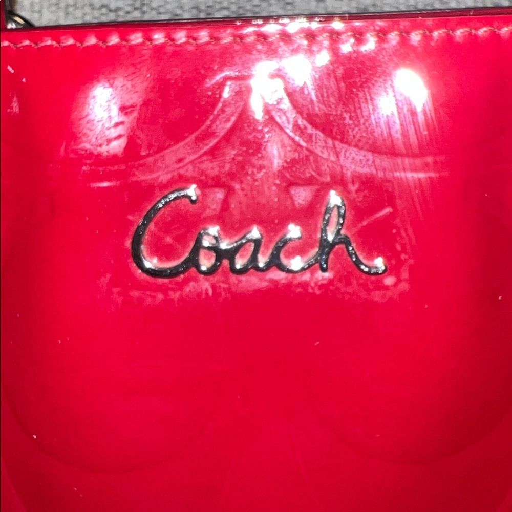 Coach Embossed Burgundy Patent Leather Bag AND Wallet/Wristlet Style F17728 - Picture 8 of 13